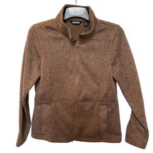Lands' End Women's Brown Sweater Jacket Full Zip Size M{10-12)